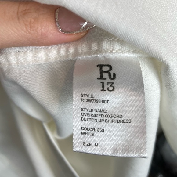 NWT R13 Oversized Oxford Button Up Belted Shirtdress White Size Medium - Picture 7 of 11